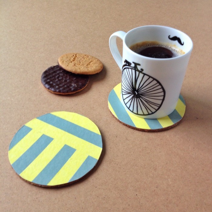 Packaging tape on coasters