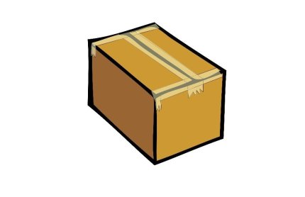 A graphic showing a box taped together using the H method.