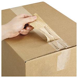 Paper tape applied to a cardboard box