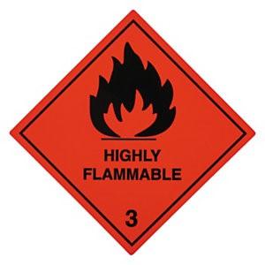 Highly flammable chemical hazard label
