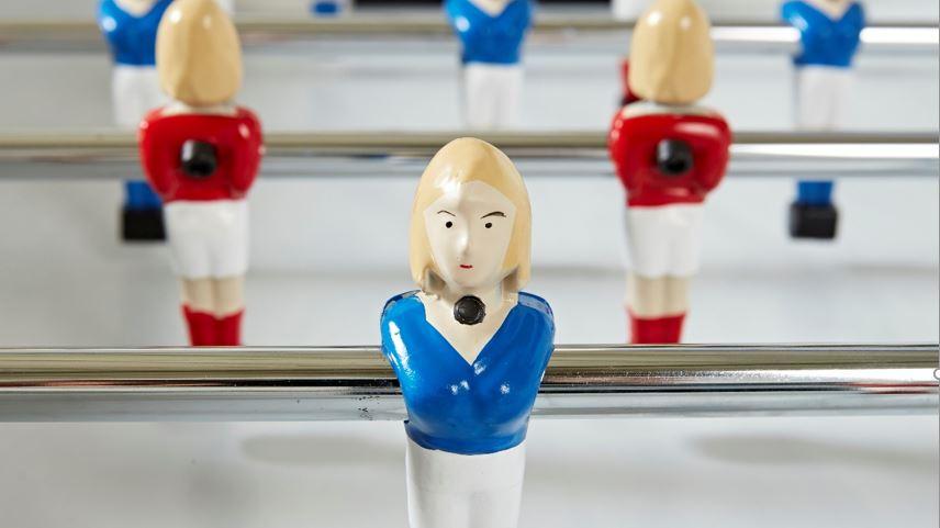 Women in sport, football table with female figurines