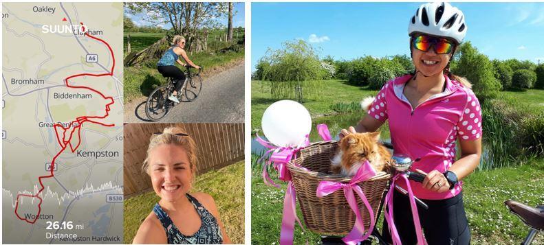 Amy Tyers and Marianne Aitken biked for their charities