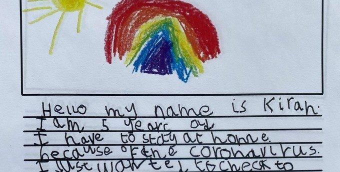 5-year-old's hand written letter to a neighbour - COVID Kindness