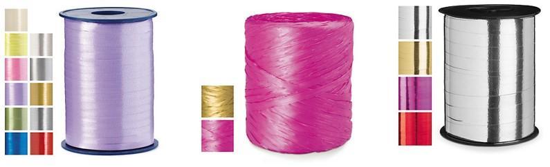 Gift wrap ribbon comes in satin, raffia and metallic