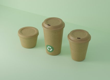 Three recyclable paper cups.